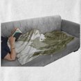 thumbnail image 6 of Nature Soft Flannel Fleece Throw Blanket, Woodcut Style Landscape Image with Trees and Mountain at the Background, Cozy Plush for Indoor and Outdoor Use, 50" x 70", Army Green and White, by Ambesonne, 6 of 6