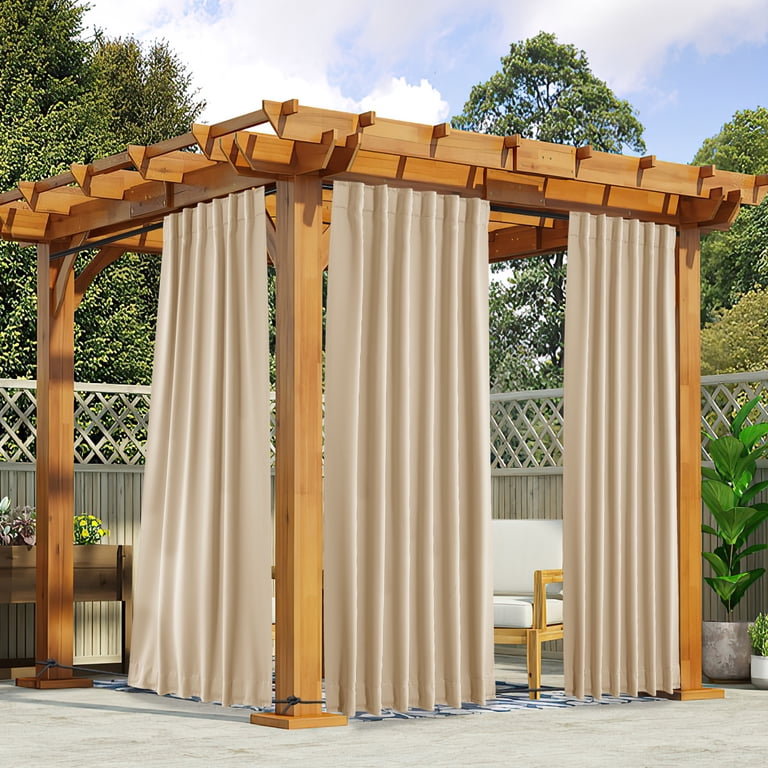 Cortinas De Exterior Impermeables - 2 Paneles 54 Pulgadas, Con Trabillas Arriba Y Abajo, Para Porche Y Pérgola