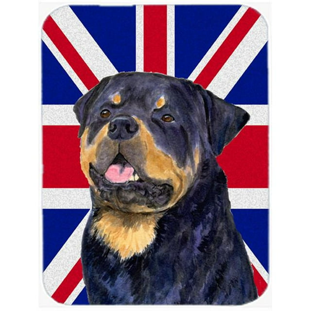 Carolines Treasures SS4966MP 7,75 x 9,25 Po Rottweiler avec Jack Union Anglaise Drapeau Britannique Tapis de Souris Ou un Trivet