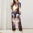 thumbnail image 2 of Honeii Fox Couple print Women's Pajama Sets Long Sleeve Button Down Sleepwear Nightwear Soft Pjs Lounge Sets-, 2 of 7