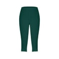 thumbnail image 4 of Htigea Clearance Womens Capri Leggings High Waisted Tummy Control Yoga Pants Basic Solid Casual Workout Capris Soft Leggings 2025 Summer Flash Leggings Today Deals Green,S, 4 of 5