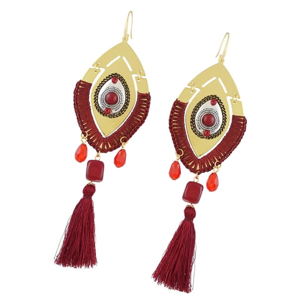 Encantos de declaración de moda Borla bohemia Dangle Evil Eye Hook Pendientes Rojo Yuyangstore Pendientes Tassel Hook