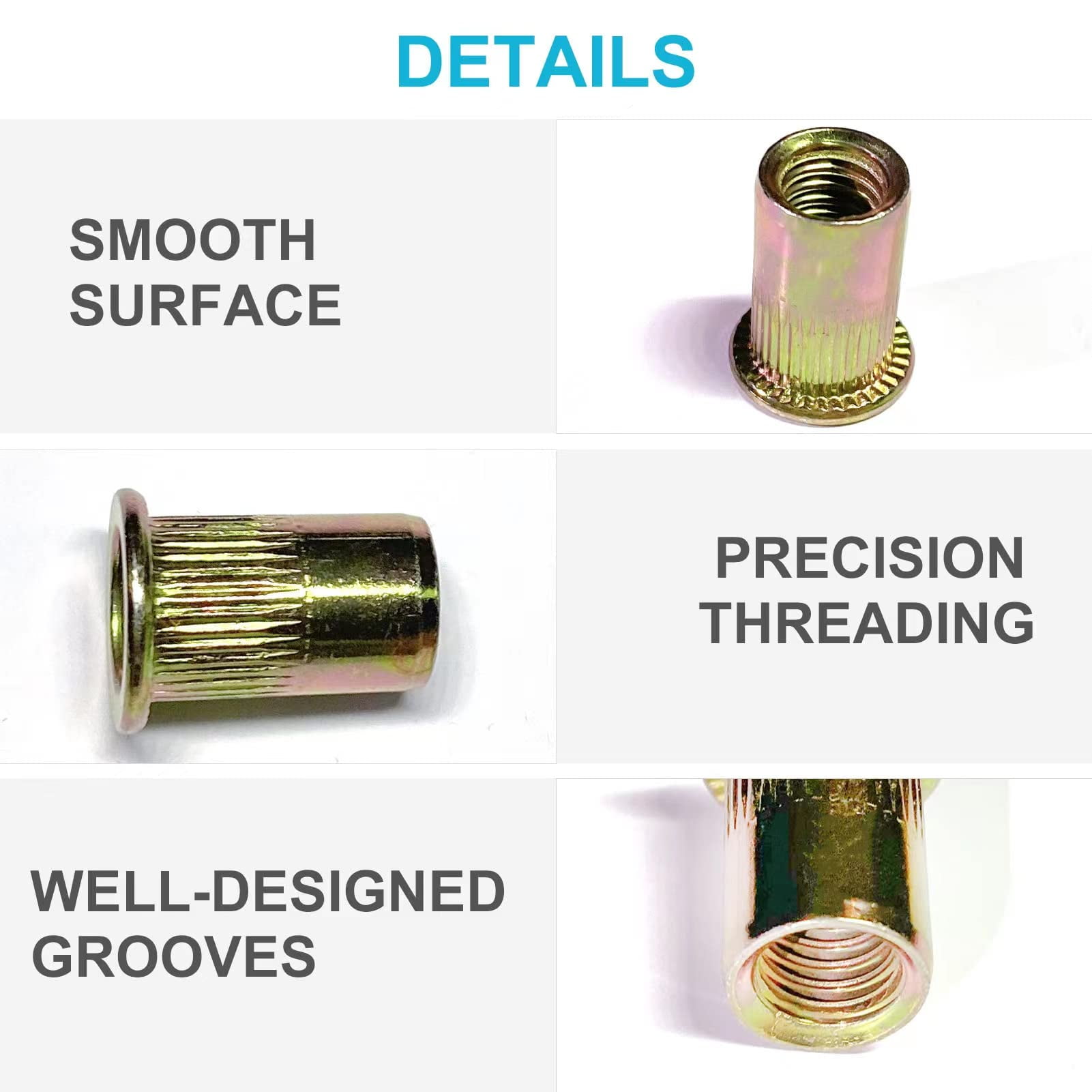 iMeshbean 520PCS Zinc Steel Rivet Nut Rivnut Insert Nutsert Kit SAE&Metric Threaded Rivets