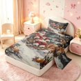 thumbnail image 2 of Manfei Christmas Santa Twin Sheets,Festive Reindeer Animals Bedding,Gray Orange,3 Pieces,1 Flat Sheet,1 Fitted Sheet and 1 Pillowcase, 2 of 6