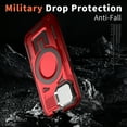 thumbnail image 4 of for iPhone 14 Case with Metal Camera Cover Bracket, [Compatible with MagSafe] [Built-in Kickstand] [Military-Grade Protection] Heavy Duty Magnetic Case for iPhone 14, Red, 4 of 6