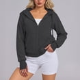 thumbnail image 3 of zbxnLI Zip up Hoodies for Women Turtleneck Sweatshirts Drawstring Hooded Casual Jackets Outerwear, 3 of 6