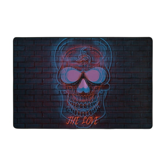XMXT Non-Slip Area Rug, Dazzling Neon Skulls Print Polyester Rugs for Living Room, 36 x 24 inches Multicolor