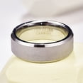 thumbnail image 4 of 8mm Men's Silver Sandblasting Tungsten Ring Wedding Band with Beveled Edges Size 7-12, 4 of 5