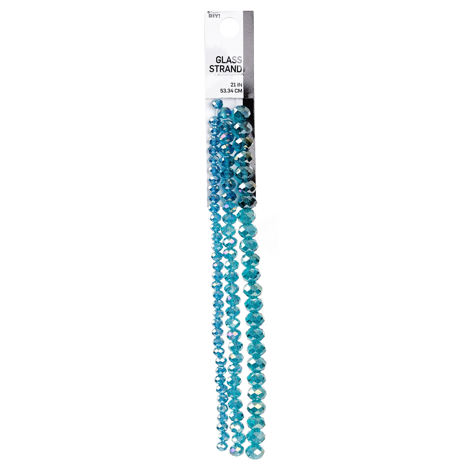 (4 pack) Cousin DIY Indicolite Teal AB Glass Rondelle Beads Multi-Size 3-Strand Pack for Jewelry