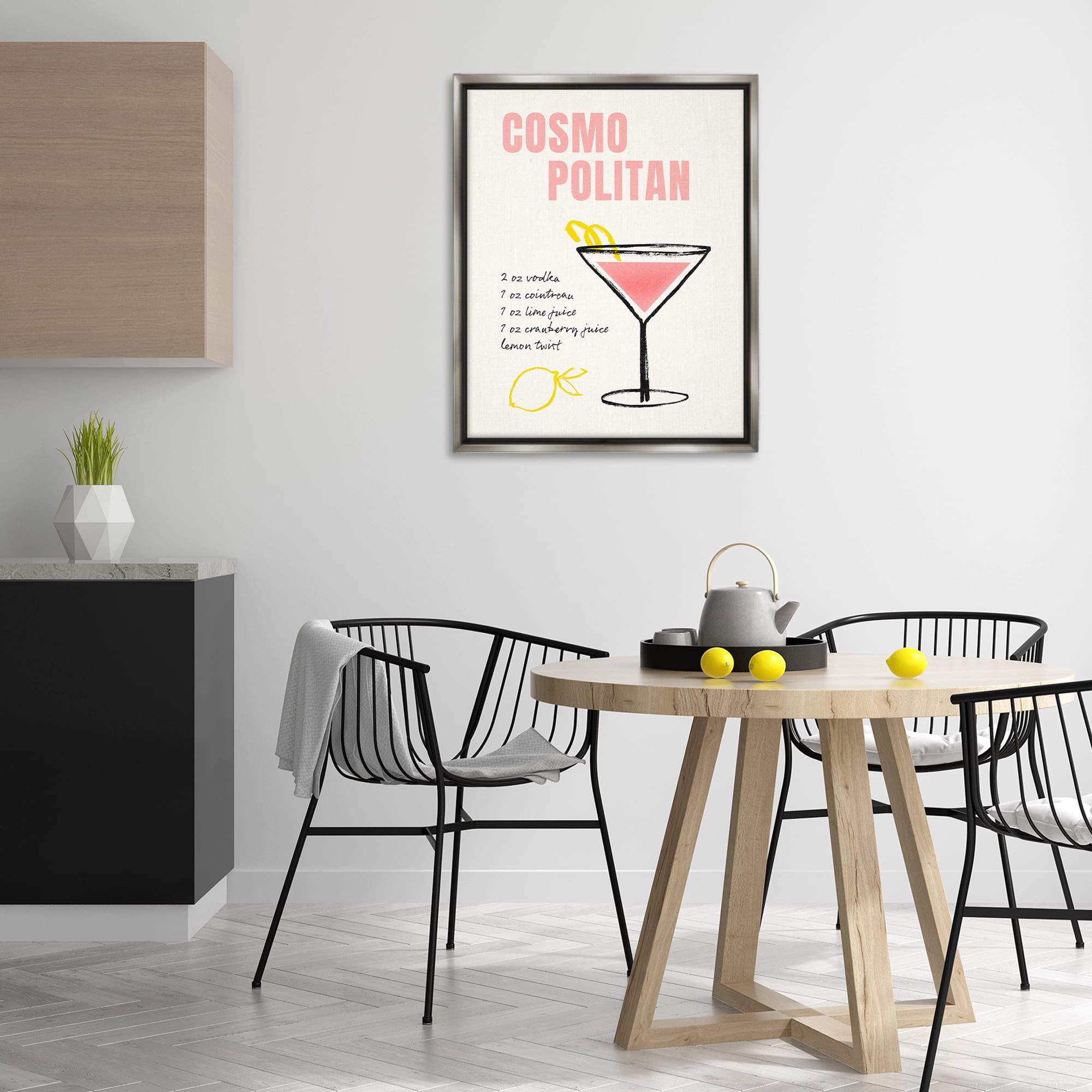 Stupell Industries Cosmopolitan Drink Recipe Food & Beverage Painting Gray Floater Framed Art Print Wall Art, 25 x 31
