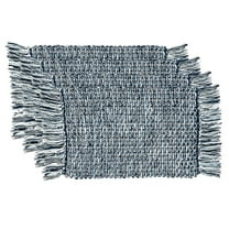 Fennco Styles Woven Cotton Table Placemats with Fringe 14" W x 20" L, Set of 4 - Navy Blue Table Mats for Home Décor, Dining Table, Holiday, Banquets and Special Occasions