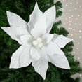 thumbnail image 2 of Northlight 33" Winter White Glittered Poinsettia Large Christmas Pick - 33, 2 of 6