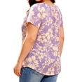 thumbnail image 2 of Cuteduck Women Plus Size Tops Short Sleeve Shirts Casual Floral Print Chiffon Blouses Loose Flowy Crewneck Pleated Top（1X-5X）, 2 of 9