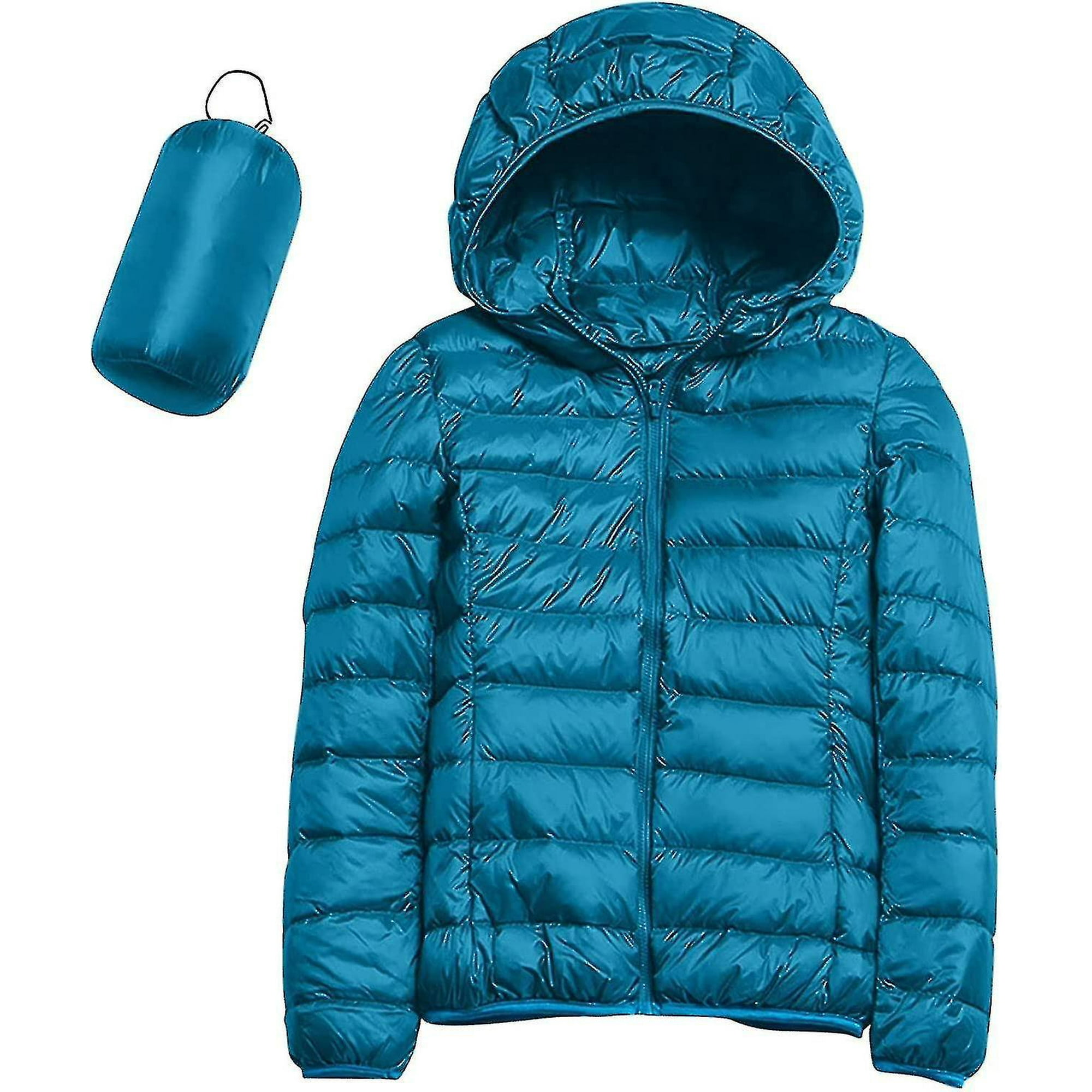 Womens Casual Lightweight Hooded Down Jacket Packable Puffer Coats Ultra Light Weight Short Down Jacket With Storage Bag