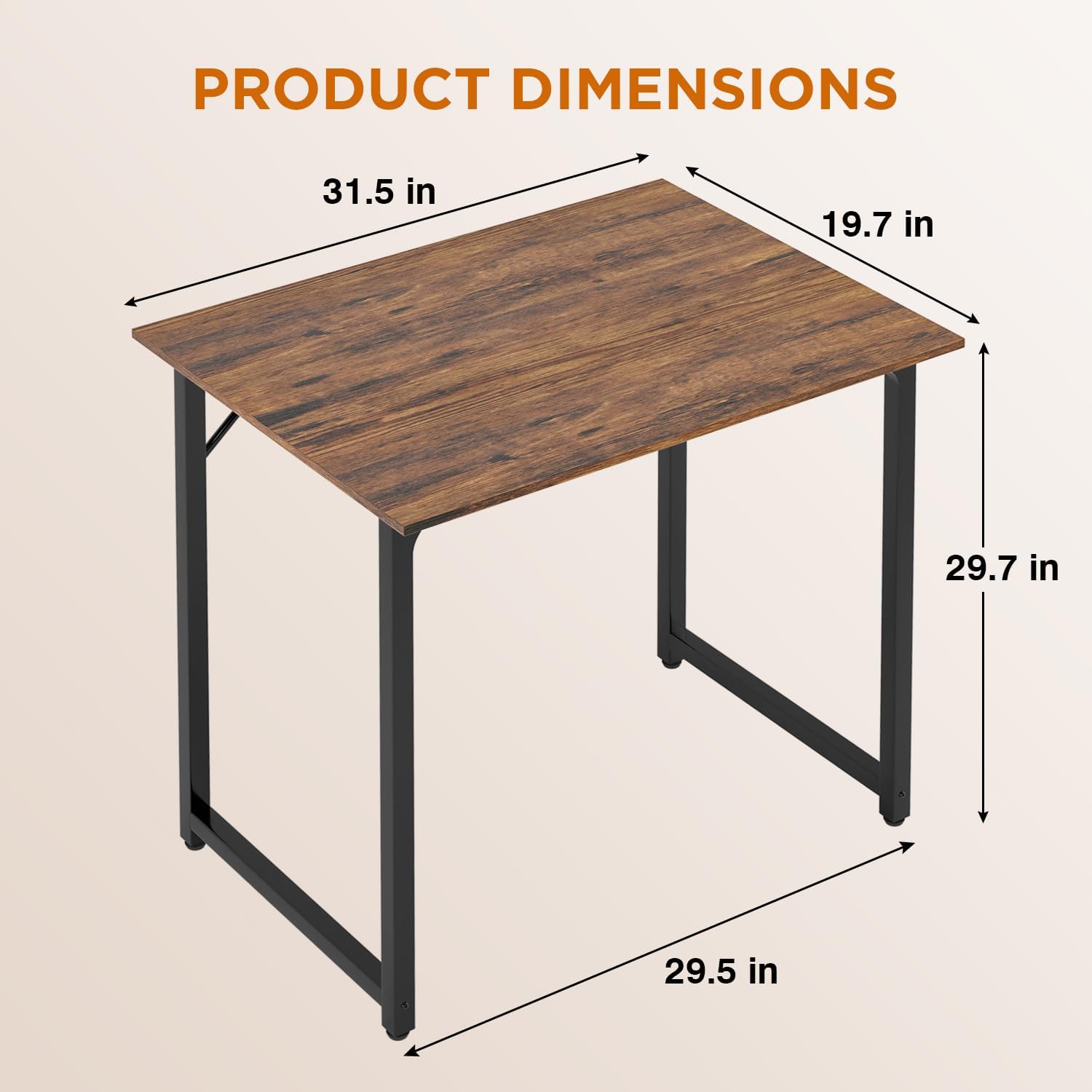 BestOffice 32 Inch Computer Desk With Metal Frame, Vintage photo 4