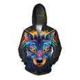 thumbnail image 3 of Sudadera con capucha y sudaderas modernas y versátiles con estampado de lobo elegante para hombre Sudadera con capucha cómoda para hombre Sudadera con capucha y cremallera, 3 of 4