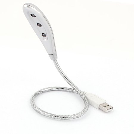 - Home Desktop Portable Flexible Goose Neck USB 3 LEDS Light for Notebook Laptop White