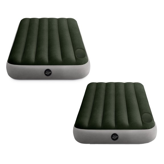 Intex Dura-Beam Standard Matelas Pneumatique Downy avec Pompe à Pied, Simple, Lot de 2
