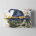 thumbnail image 2 of Designart Halloween Cat and Witch Hat - Contemporary Animal Throw Pillow - 12x20, 2 of 5