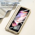 thumbnail image 4 of Case for Samsung Galaxy Z Fold 4 5G,Allytech Transparent Plating Clear Shockproof Case Pen Holder Built-in Tempered Glass Screen Protector Cover+Pen Stylus,Gold, 4 of 6