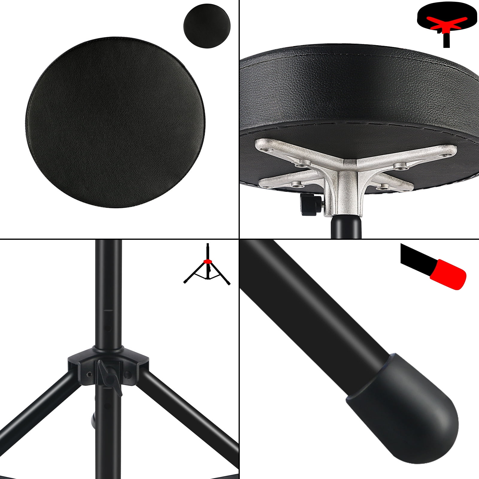 EASTROCK Height Adjustable Drum Throne Metal Heavy Duty Foldable Drum Stools Padded Seat  for Drummers Adults
