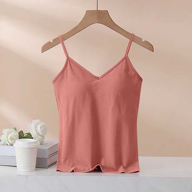 Blusa de poliéster para mujer, de moda, informal, de color liso, con tirantes, almohadillas para el pecho y la espalda, chalecos y tops moldeadores.