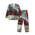 thumbnail image 1 of Fotbe Beautiful Red Train Hot Air Balloon Pijama de Hombre con Estampado de Manga Larga, Conjunto de 2 Piezas, Ropa de Dormir Suave y Cómoda con Bolsillos-Large, 1 of 7