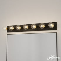 Hunter - Donelson 7-light Natural Black Iron, Large Vanity Light, Dimmable, Rustic Style, for Bedrooms, Dining, Living Rooms - 13053
