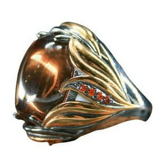 Roarsilver Elven Elegance: 925 Sterling Silver Ring with Citrine Gemstone | 10.5