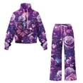 thumbnail image 5 of Yuyamidu Women's Lounge Sets Loungewear Purple Butterfly Rose Matching Sweatsuit Pickleball Exercising Gym Tracksuits 2 Piece Outfits Long Sleeve Sweatshirt Wide Leg Drawstring Sweatpants S, 5 of 7