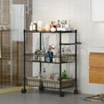 thumbnail image 7 of Kitchen Utility Cart, 3 Tier Rolling Cart, Metal Kitchen Cart On Wheels with Baskets, Wire Shelving Storage Cart, Utility Trolley with Handles for Kitchen Bathroom Office Laundry, 7 of 7