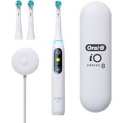 Oral-B iO Series 8 Electric Toothbrush with 3 Brush Heads, White Alabaster