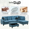 thumbnail image 4 of Aukfa 103" Sectional Sofa with Storage Ottoman, L Shape Couch for Living Room, Right Facing Chaise, Flannel, Blue, 4 of 11