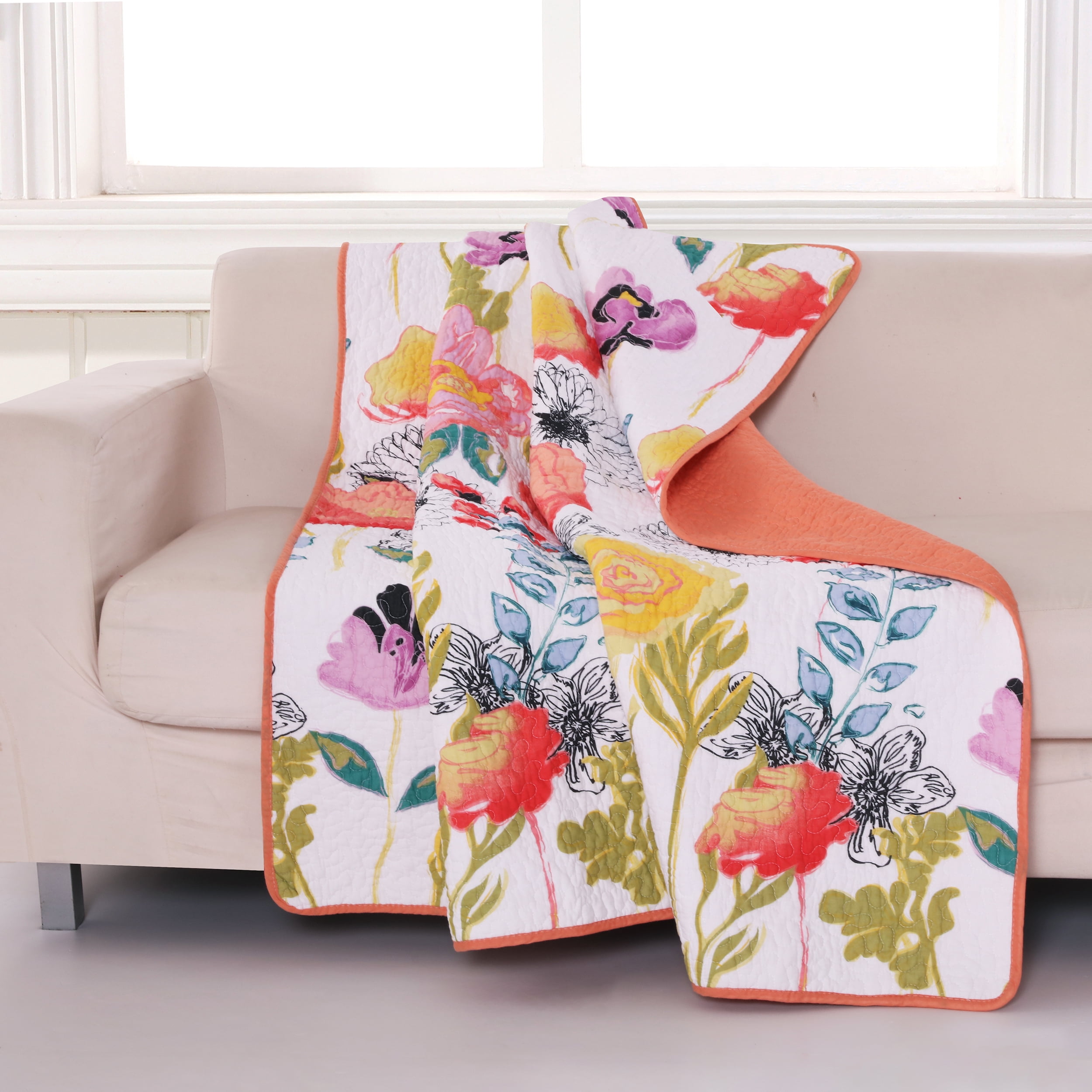Global Trends Wildflower Delight Throw Blanket, White
