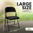 thumbnail image 2 of Folding Chairs Padded Fabric Seat - Heavy Duty Metal Frame - Multi-Purpose Foldable Backrest Chair - Easy Fold & Store Cushioned Seats (Black, 6 x Chair), 2 of 5