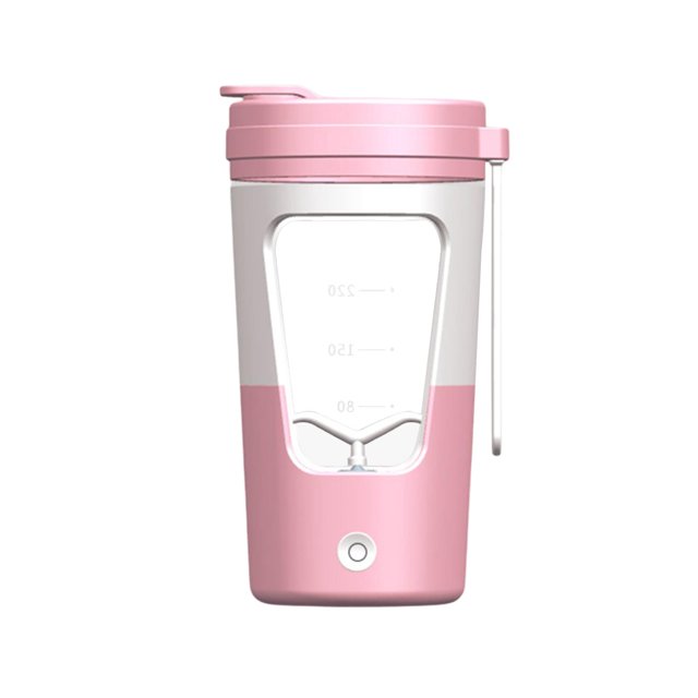 Powerful Electric Shaker Bottle 430ml for Protein Mixes Cocktail Milkshakes Pink