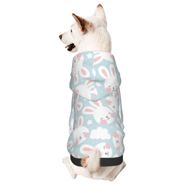 Fotbe Rabbit And Star Sudadera con Estampado para Perros Pequeños – Suéter con Capucha para Mascotas, Tela Suave de Forro Polar con Bolsillo-XX-Large