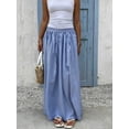 thumbnail image 3 of Multicolor 2 Womens Blue And White Striped Pleated Maxi Skirt Flowing A-Line Summer Vacation Skirt, 3 of 5