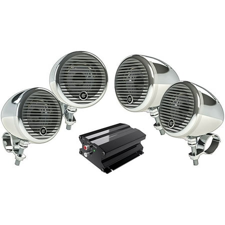 Planet Audio PMC4C Planet Motorcycle/atv Sound System With Bluetooth 2 Pairs Of 3