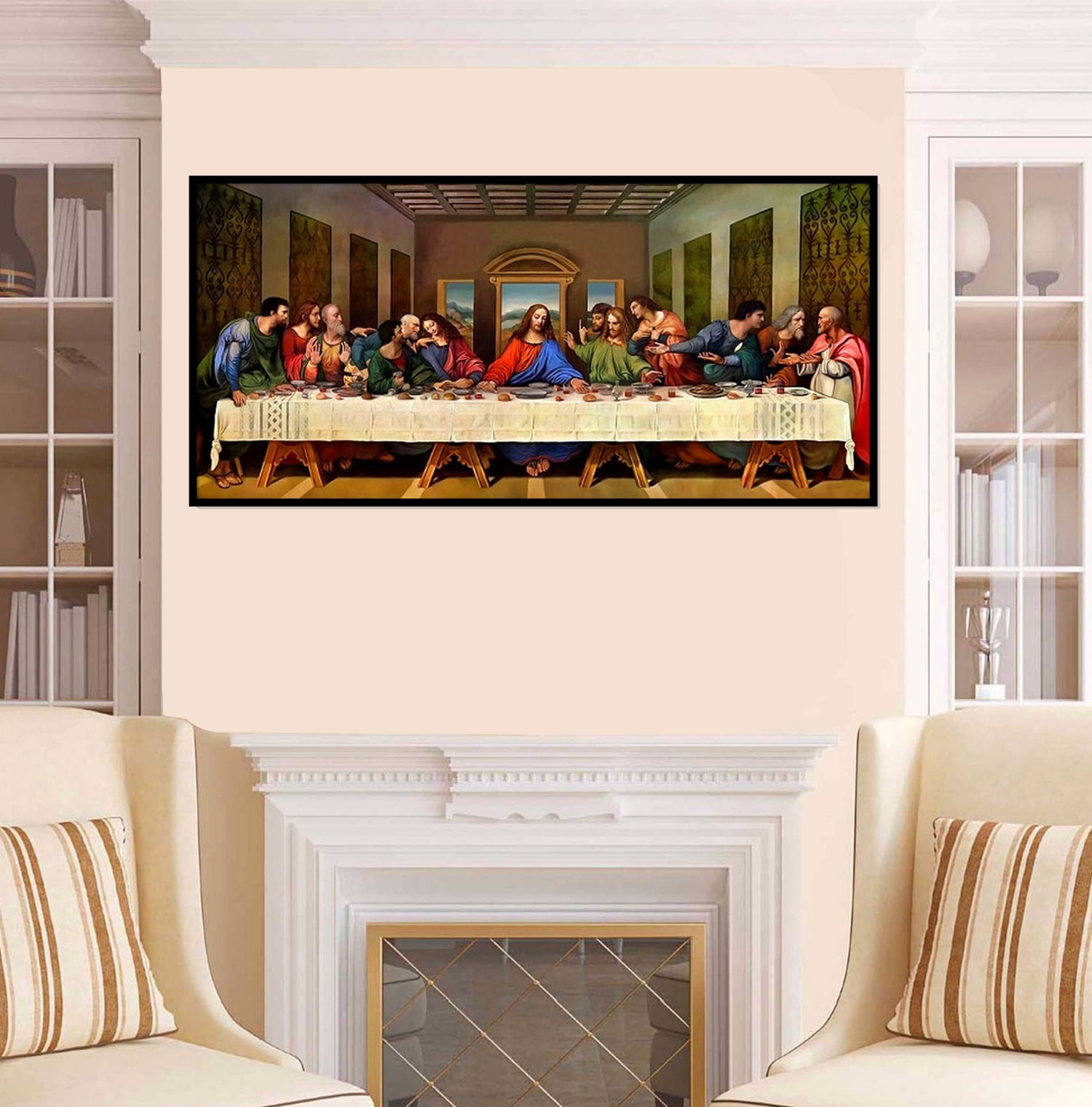 Diamond Painting by Number Kit, The Last Supper 59x26in Over Size 5D Diamond Painting Picture Full Drill Embroidery Painting for Home Wall Decor DIY Gift