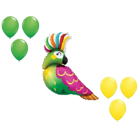LOONBALLOON 31 Inch Tropical Parrot Balloon Medium Shape Set (6x latex)