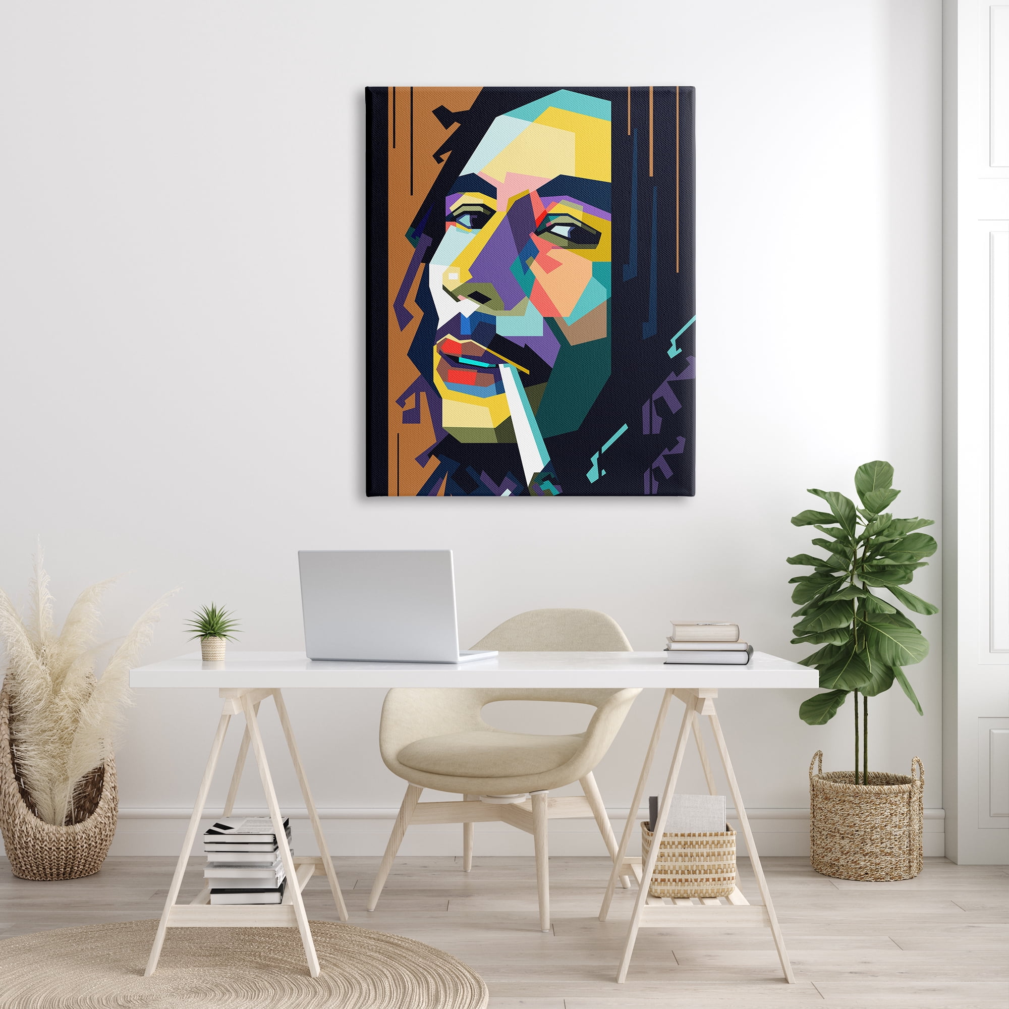 Stupell Industries Modern Bob Marley Portrait Abstract Geometric Pattern, 36 x 48, Design by Birch&Ink