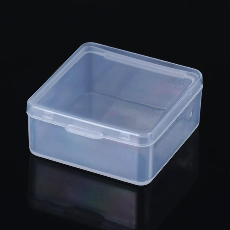 BENECREAT 18 Pack Square Clear Plastic Bead Storage Containers Box Drawer  Organizers with lid for Items, Earplugs, Pills, Tiny Bead, Jewelry Findings  - 1.45x1.45x0.7 Inches 
