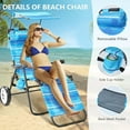 thumbnail image 5 of ABORON Folding Beach Chair for Adults, 2 in 1 Beach Chair with Canopy Shade, Foldable Tanning Chair Beach Lounge Chair Integrated Wagon Cart Combo Large Wheels for Outdoor, Beach, Pool, Sunbathing, 5 of 10