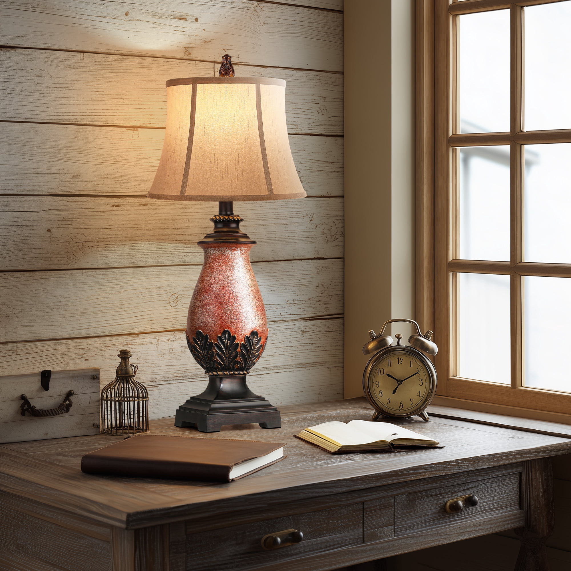 Set of 2 Farmhouse Rustic Table Lamps, 3-Color Temperature Dimmable for Bedroom and Living Room Western Decor