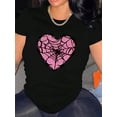 thumbnail image 1 of Camiseta para mamá para mujer ropa de calle clásica veranoCreative Heart Spider Web Pattern Printed Women'S Fashionable Round Neck Short Sleeve, Simple Casual Sports T-Shirt, Comfortable Summer Top, 1 of 7