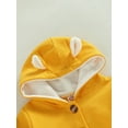 thumbnail image 5 of hirigin Infant Baby Autumn Winter Jumpsuit, Solid Color Long Sleeve Button Full-Length Rabbit Ear Hood Romper, 5 of 9