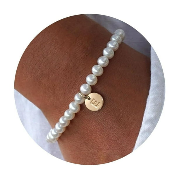Pulsera Ursteel Pearl chapada en oro de 14 quilates ajustable 15+ Y