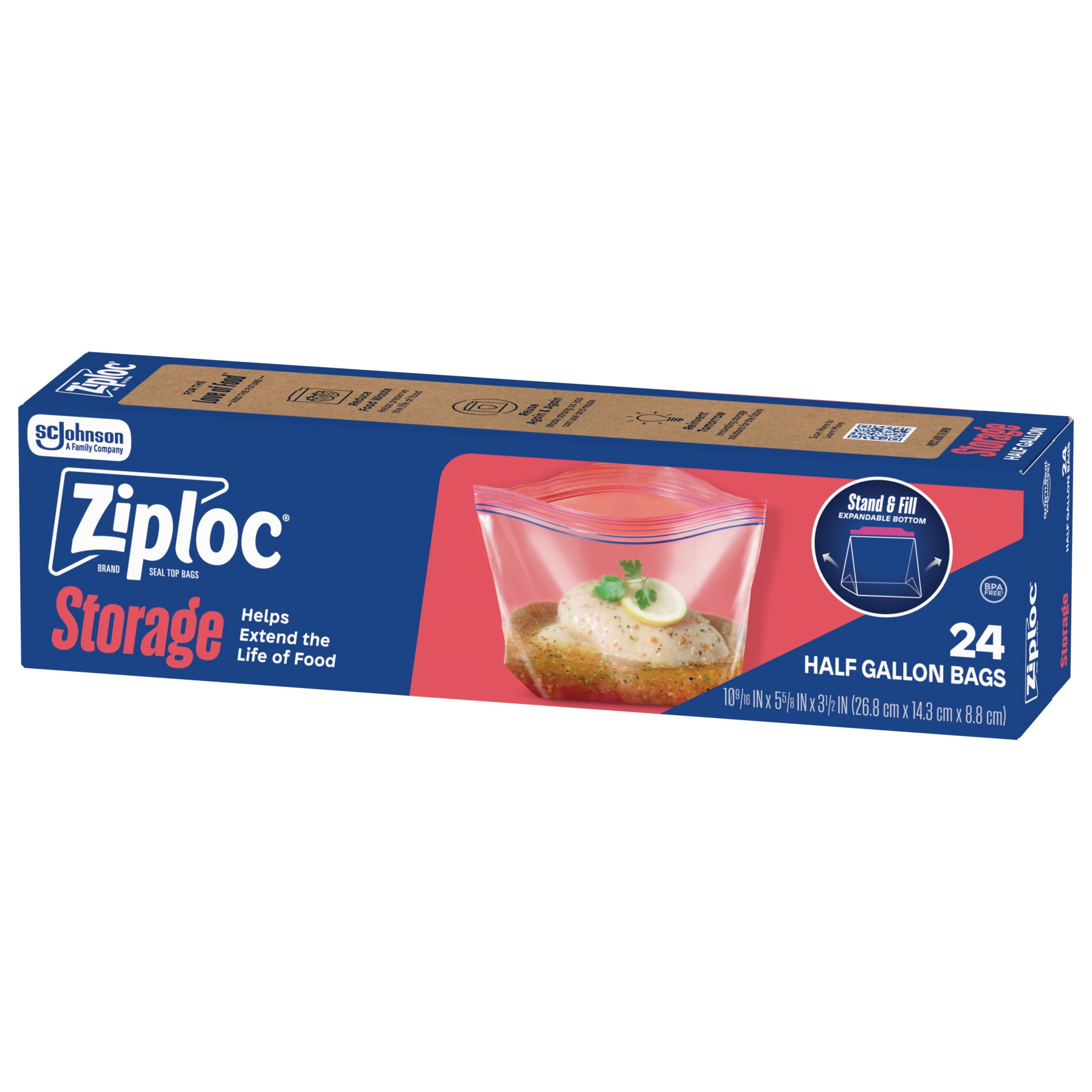Ziploc All Purpose Marinade Bags 1/2 Gallon, 24 Count Food Storage
