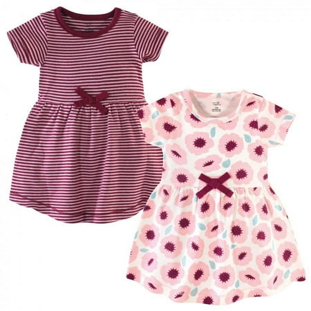 UPC: 0660168610055 | Touched by Nature Baby and Toddler Girl Organic Cotton Short-Sleeve Dresses 2pk Blush Blossom 18-24 Months